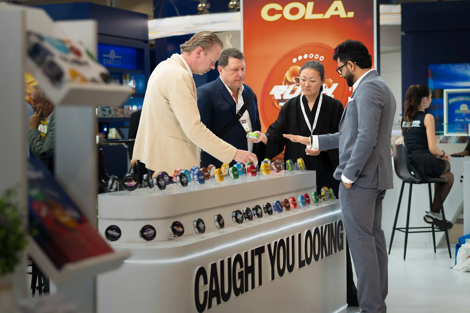 Trade visitors at the Rush stand at InterTabac 2026 in Dortmund